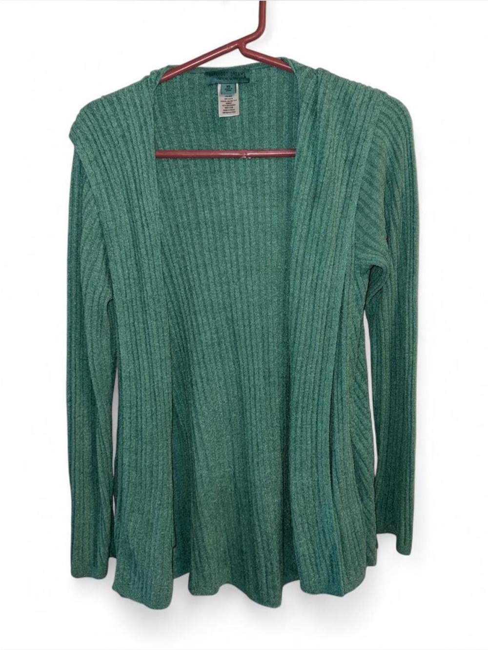 Barefoot Dreams Green Ribbed Open-Front Cardigan